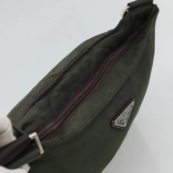 PRADA Shoulder Bag Nylon Khaki Silver Auth - Picture 6 of 15